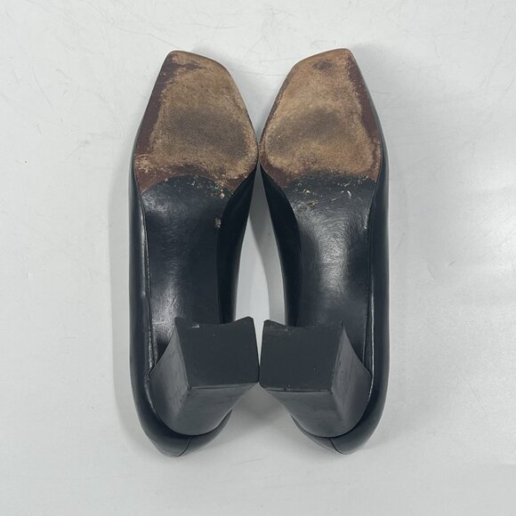 Vtg Stuart Weitzman Black Leather Block Heel Pumps Witchycore Sz 8 - Picture 7 of 8